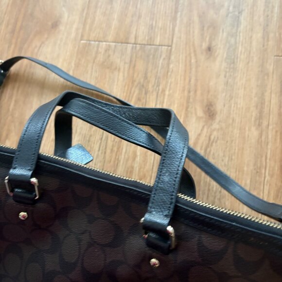 Coach Peyton Signature Pleated Tote Bag Shoulder Purse Brown Medium Size - Picture 7 of 9